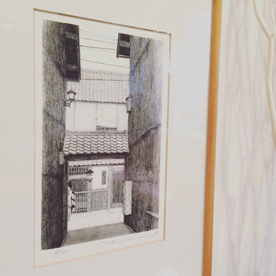 アート、田中良平、エッチング、花見小径通、祇園、京都、舞妓、額装、版画作品