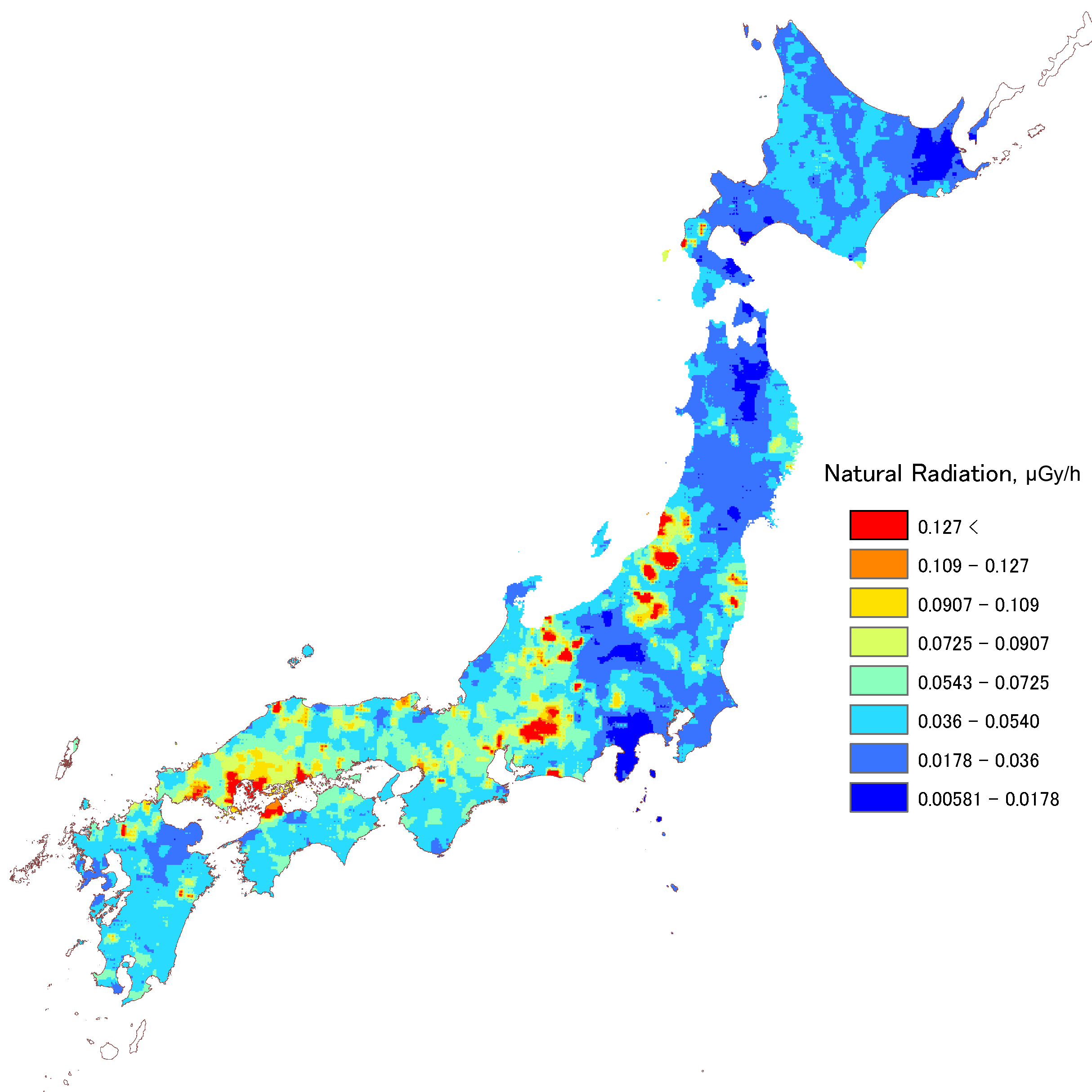 日本の自然放射線量