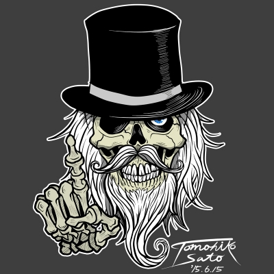 スカル 骸骨 アメコミ イラスト ヒゲ 男爵 illustration skull