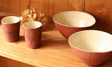 八木橋昇 赤つち入れ子碗大