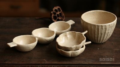 小野愛 三つ子皿 花豆皿 鎬汲み出し