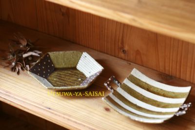 阿部誠 灰釉六角皿 灰釉花皿