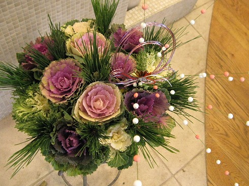 お正月、ハボタン、生花アレンジメント。。。。 | blog.florista-asaki