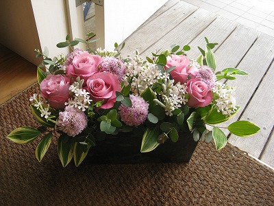 基本レッスン、横長の花器に、アレンジメント！ | blog.florista-asaki