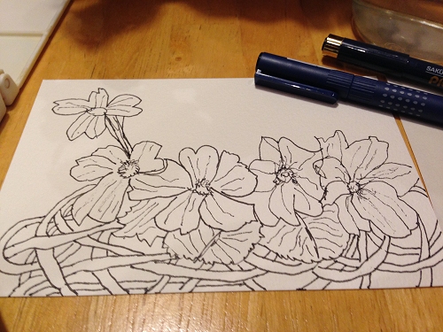 絵手紙 今夜はイラストで花を描く ｉｖｙおじさんのｉｖｙ的生活
