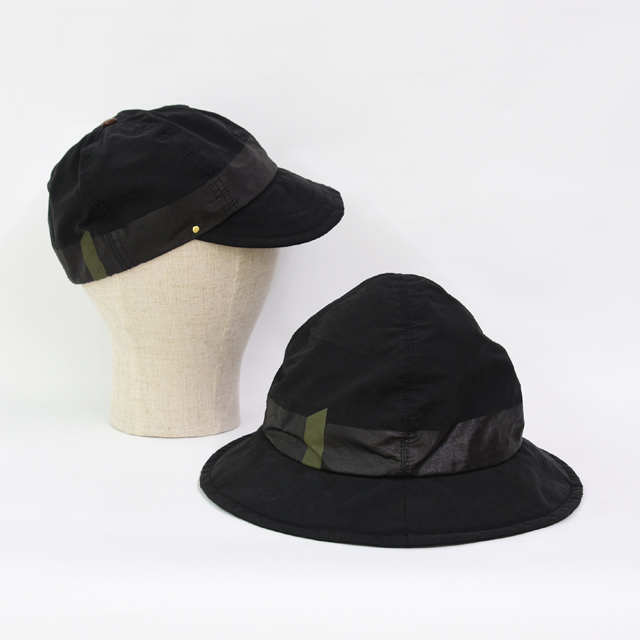 Decho（デコー）BALL CAP、MOUNTAIN HAT ブラック（塩縮加工ロクヨンクロス）