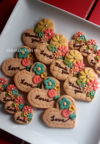 バレンタインカラークッキー２ アイシングクッキーおかしのこびとのブログ