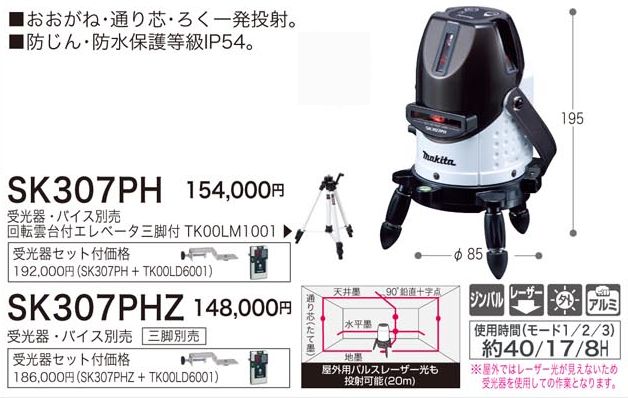 マキタ レーザー墨出し器SK22P・SK22PH・SK307PH 特価販売中