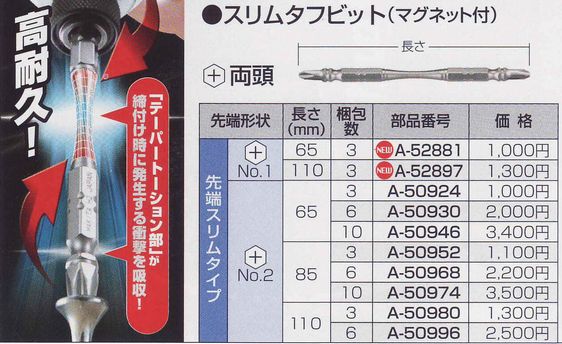 マキタ 先端スリムビット A-52881 2011.9月新製品
