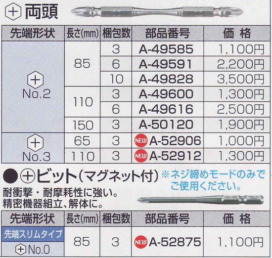 マキタ トーションタフビット+3-65・110 A-52906,A-52912