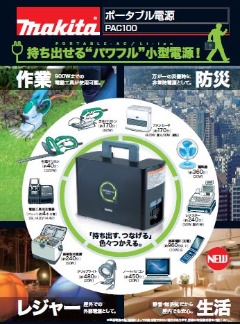 マキタ ポータブル電源PAC100