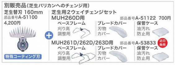 マキタ 充電式ミニ生垣バリカンMUH261,MUH262(14.4V),MUH263(18V