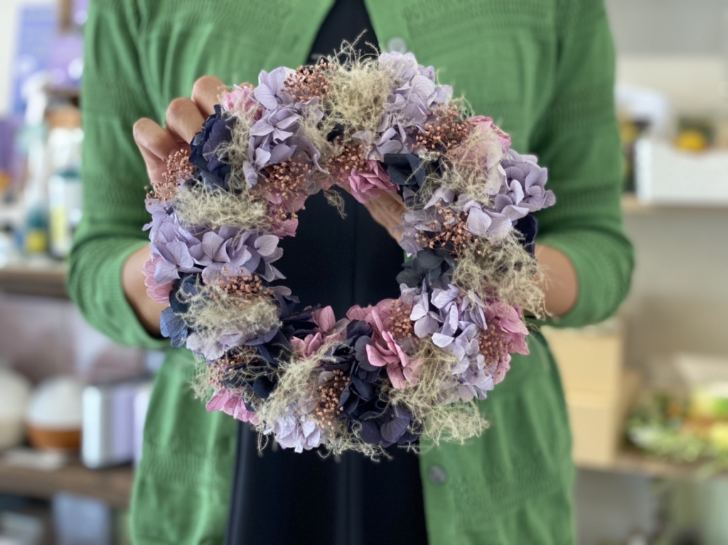 リース スモークツリー 紫陽花 えらう
