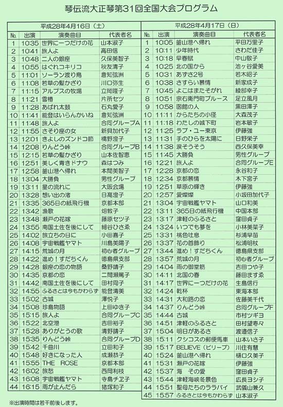 琴伝流大正琴第31回全国大会プログラム