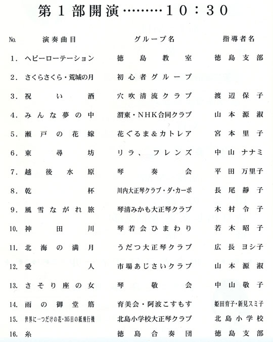 琴伝流大正琴第19回徳島県大会プログラム1