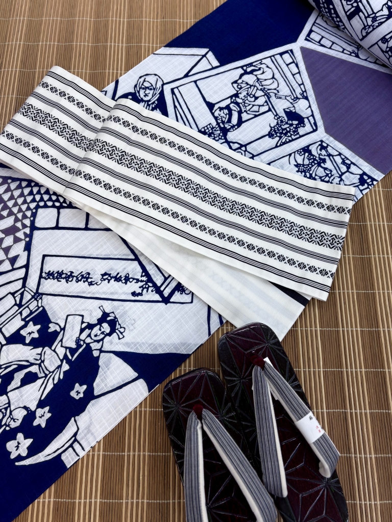 型染め作家小倉充子鼠小僧柄浴衣