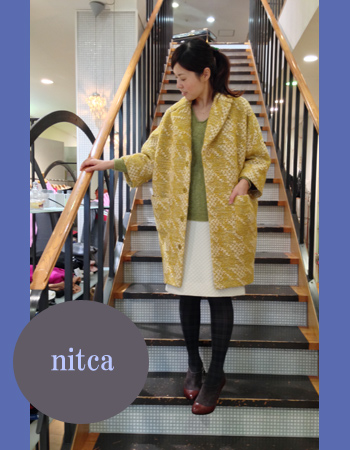 P0278【nitca】ツィードコクーンコート（F）イエロー P0278【nitca】ツィードコクーンコート（F）イエロー