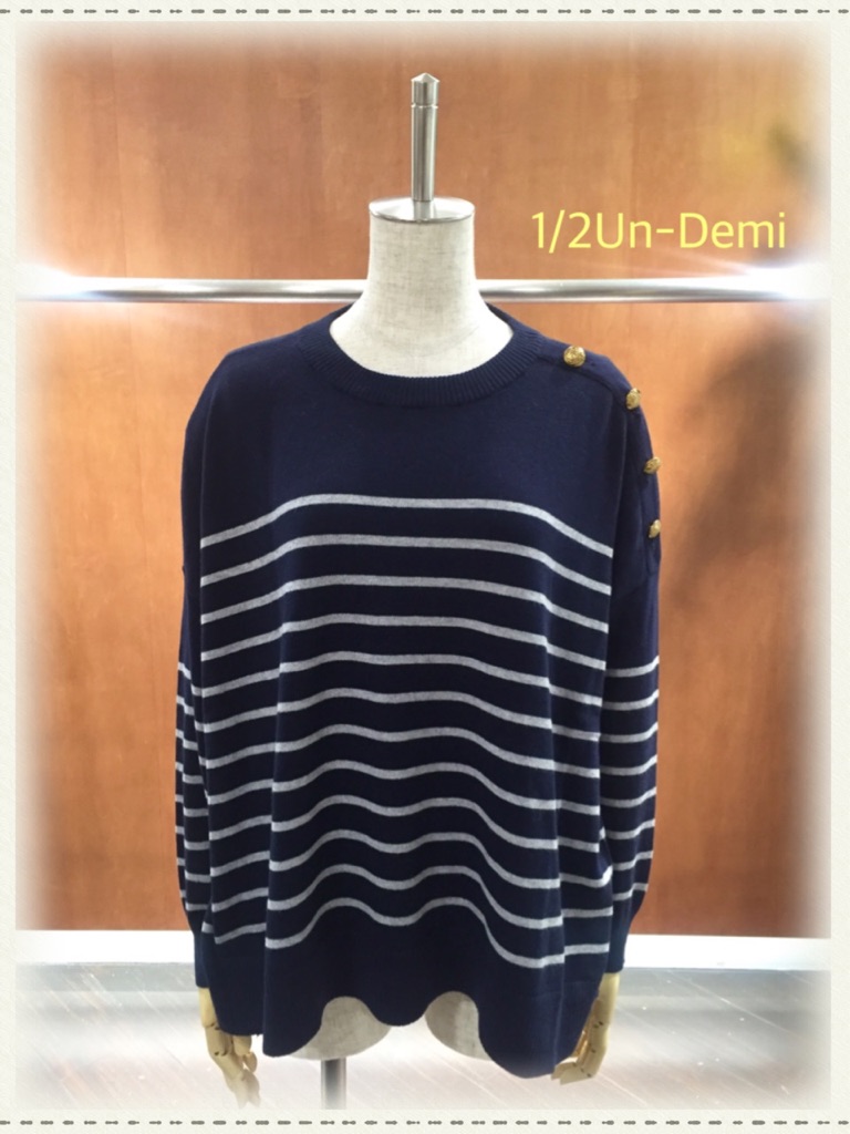 1/2Un-demi アンドゥミブルーボーダーワンピース