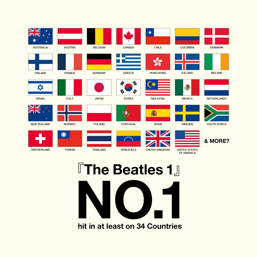 ベスト・アルバム『ザ・ビートルズ1』曲目について 34ヶ国で1位を獲得？ THE BEATLES INFOGRAPHIC
