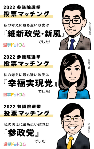 政治家候補者似顔絵_ 維新新党・新風魚沼哲央幸福実現党釈量子参政党松田学新党_イラストレーター平戸三平