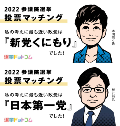 政治家候補者似顔絵_ 新党くにもり本間奈々日本第一党桜井誠_イラストレーター平戸三平