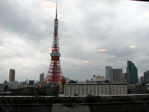 なんと窓からは正面に東京タワーと東京プリンス。少し左には増上寺も見えちゃう!