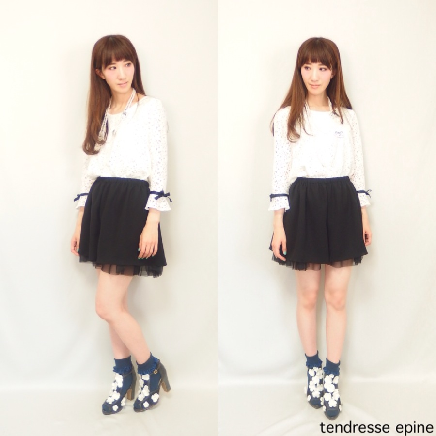 大人ガーリー系ファッション通販テンドレスエピーヌ チュールキュロット着用写真20150503.JPG