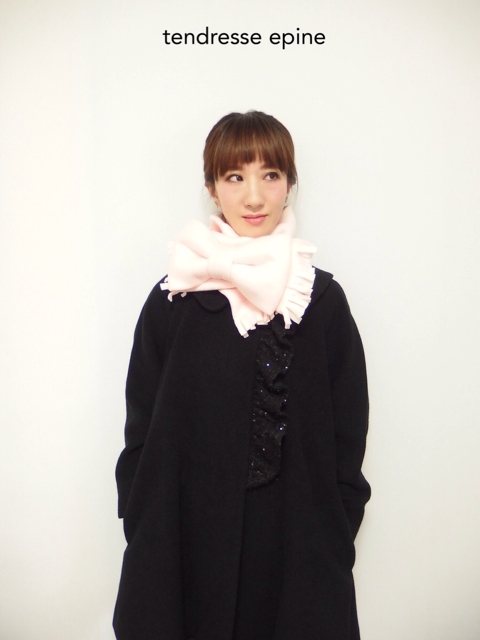 大人ガーリー系ファッション通販テンドレスエピーヌ ビッグリボンフリースマフラー ピンク