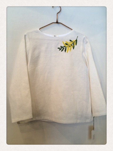 アトリエナルセミモザ刺繍リネンスモックブラウス