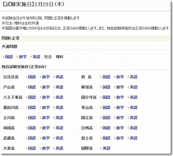 都立 入試 解答 速報