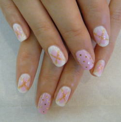 ベビーピンクのアーガイルネイル 秩父市のネイルサロン スクール ドルチェ