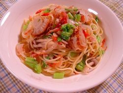 帆立と桜海老のパスタ