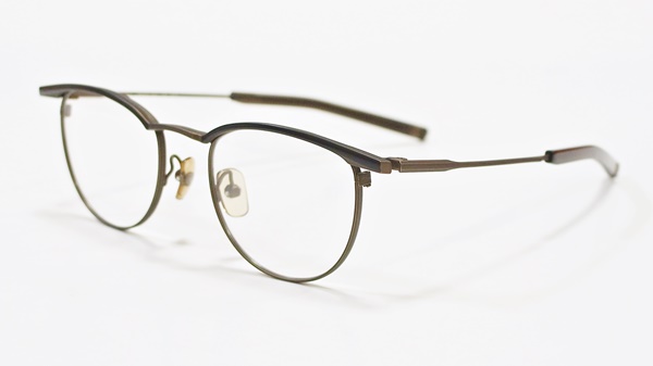 999.9 S-155T col.1：ゴールド(ブロウ：ダークブラウンマット) 999.9(フォーナインズ)フルメタルブロウメガネフレームS-155T カラー3