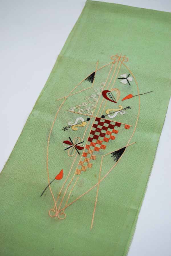 半襟◆大正ロマン　帆船◆縮緬 手刺繍 アンティーク 着物 青海波 アンティークの刺繍半襟も入荷致しました！ | kimono sarasa