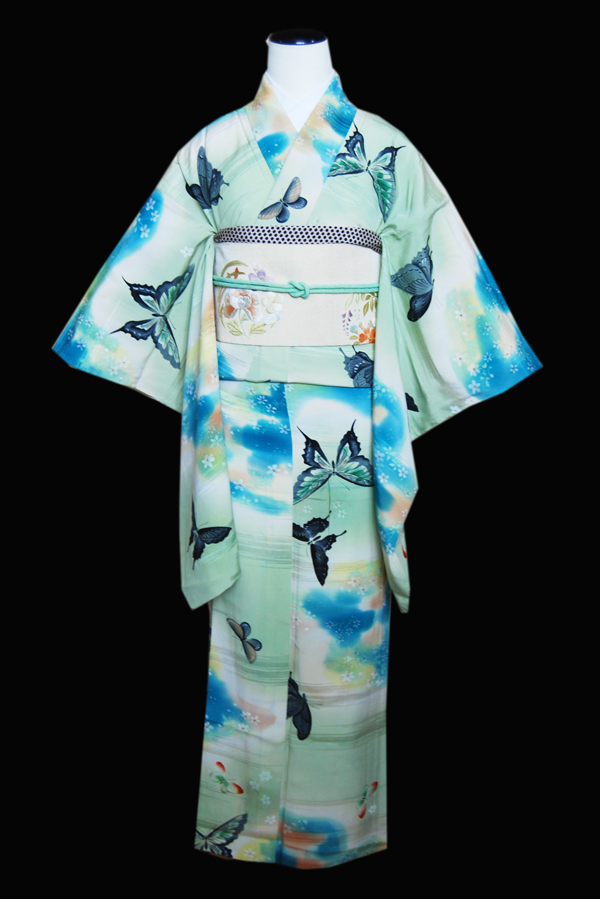 単衣の愉しみ展 淡色暈しに揚羽蝶 単衣 | kimono sarasa