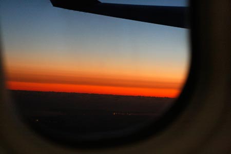 機内からの夕焼け