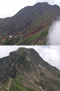 上/赤岳 下/阿弥陀岳