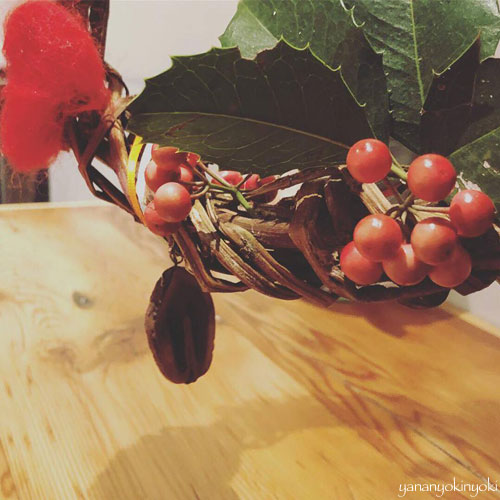 息子の作ったクリスマスリースとクリスマスメニュー