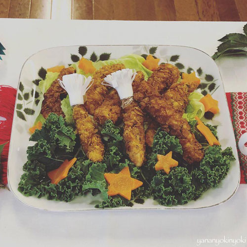 息子の作ったクリスマスリースとクリスマスメニュー