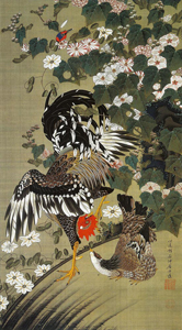 芙蓉双鶏図