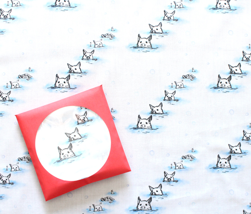 Moso Fabrics Swimming Pigs カットクロス