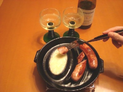 フランクフルトとチーズフォンデュ