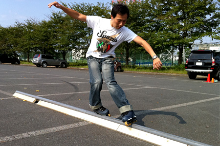 2011.09.17:スライドバーに乗るなっしーさん@上尾