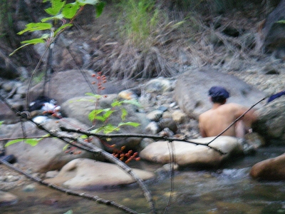 野営地の温泉