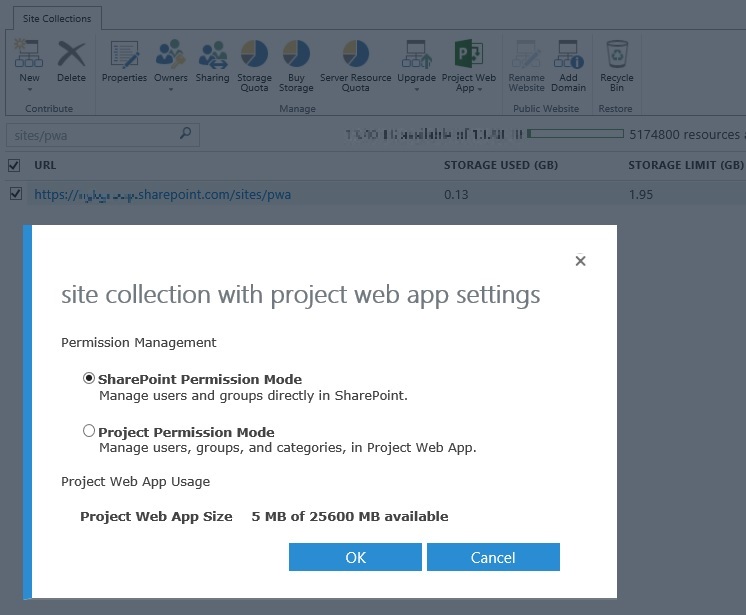 Project Web App メニュー