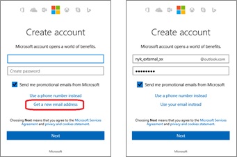 SharePoint create MS Account 1
