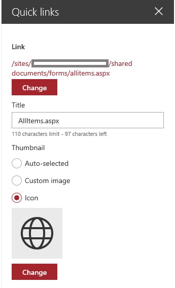 SharePoint Online Modern UI WebPart Quick links