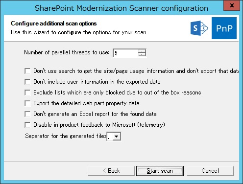 SharePoint Modernization Scanner Configuration options