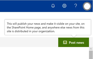 SharePoint SitePage Post News Button english