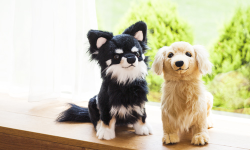 愛犬ちわわとダックスのおすわりぬいぐるみ
